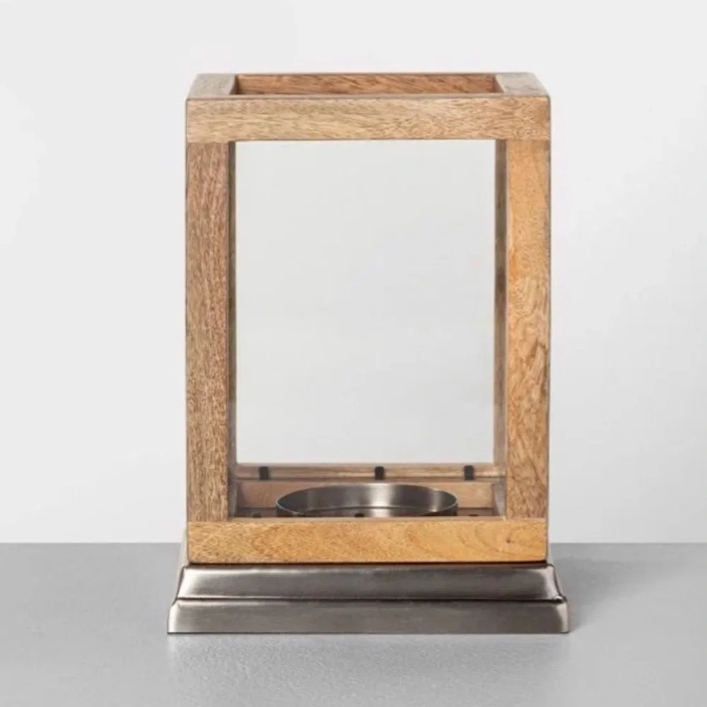 Hearth & Hand Medium Wood/Glass Lantern